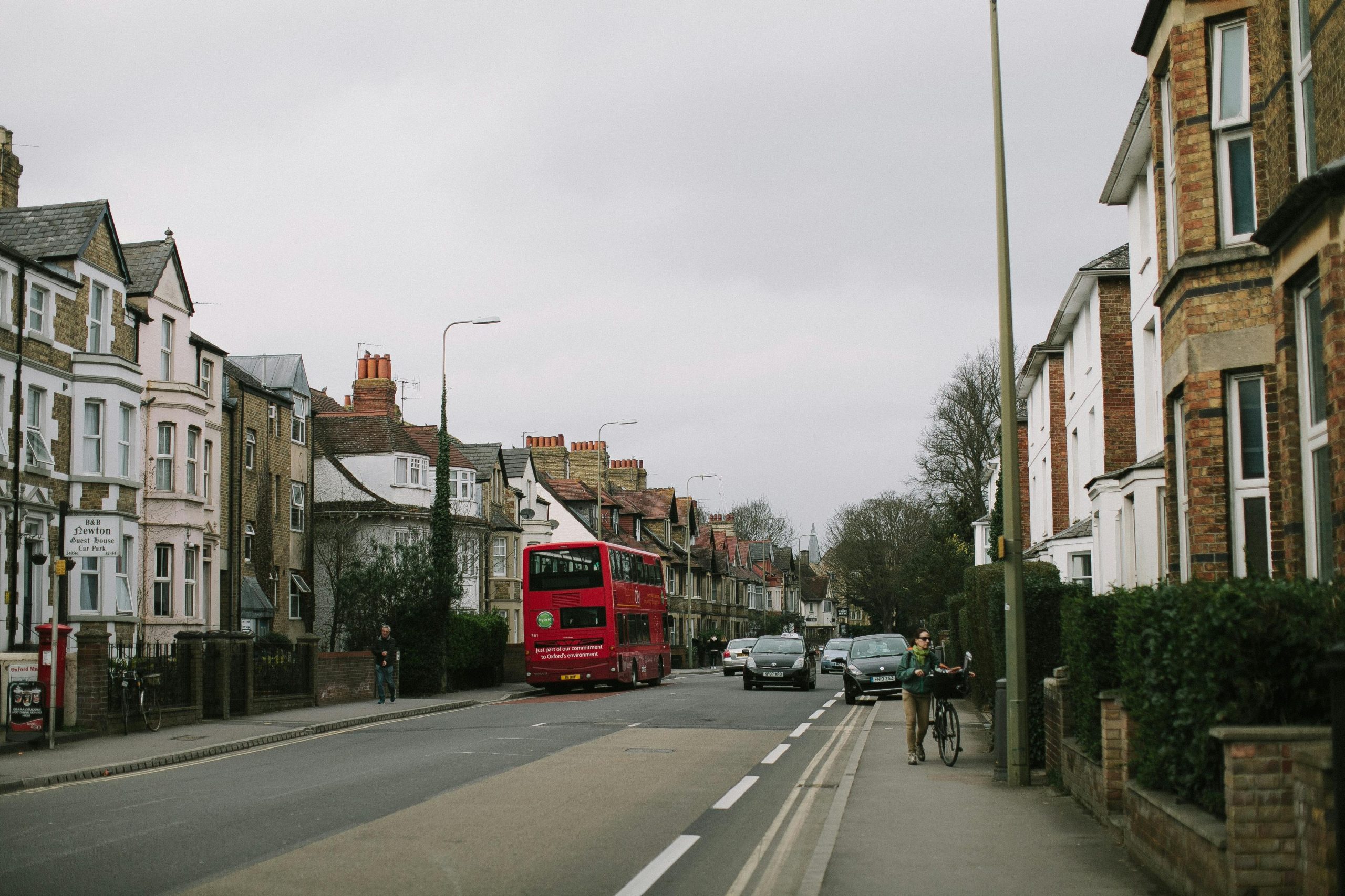 A street with houses.