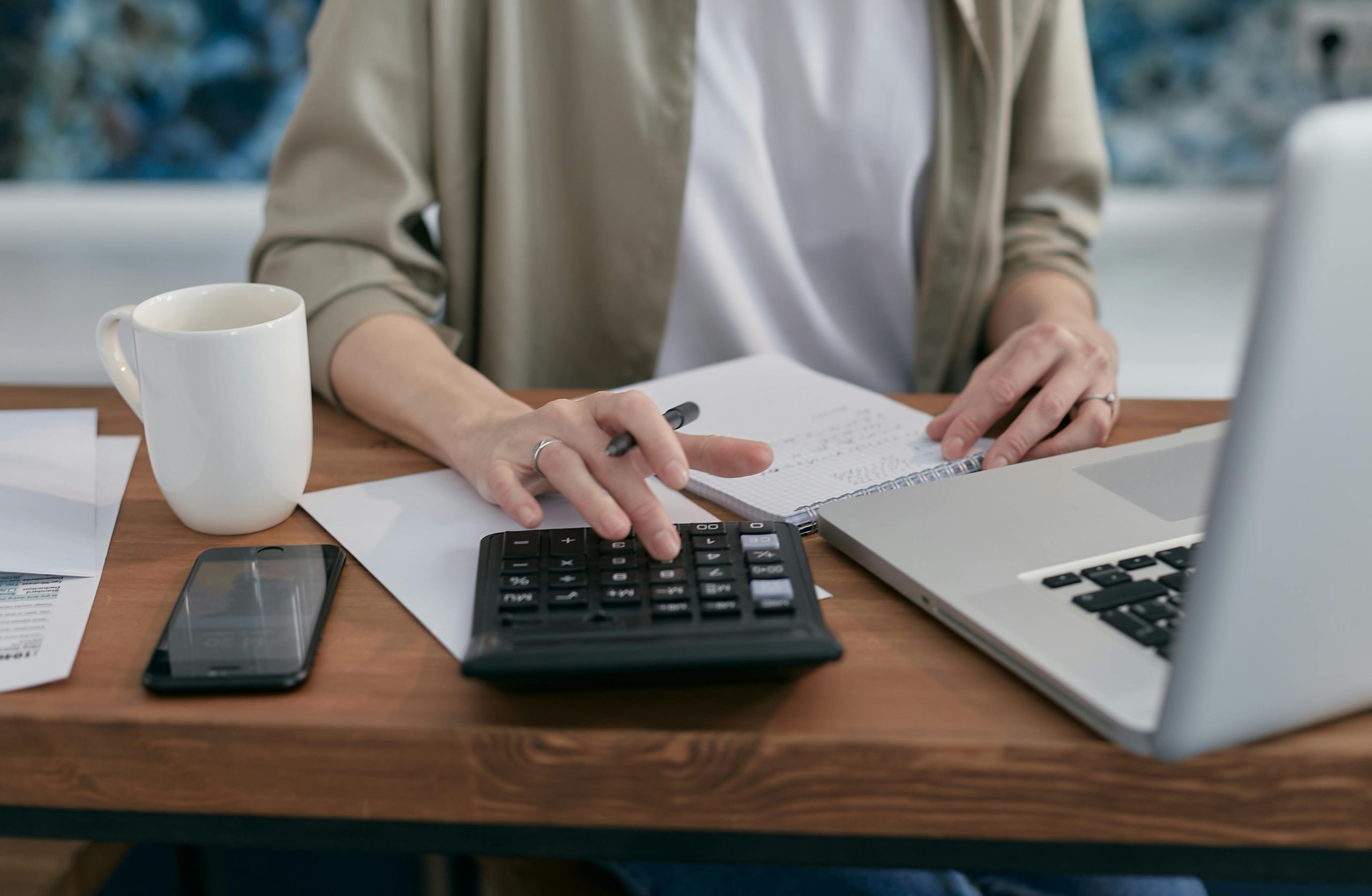 Person using a calculator.